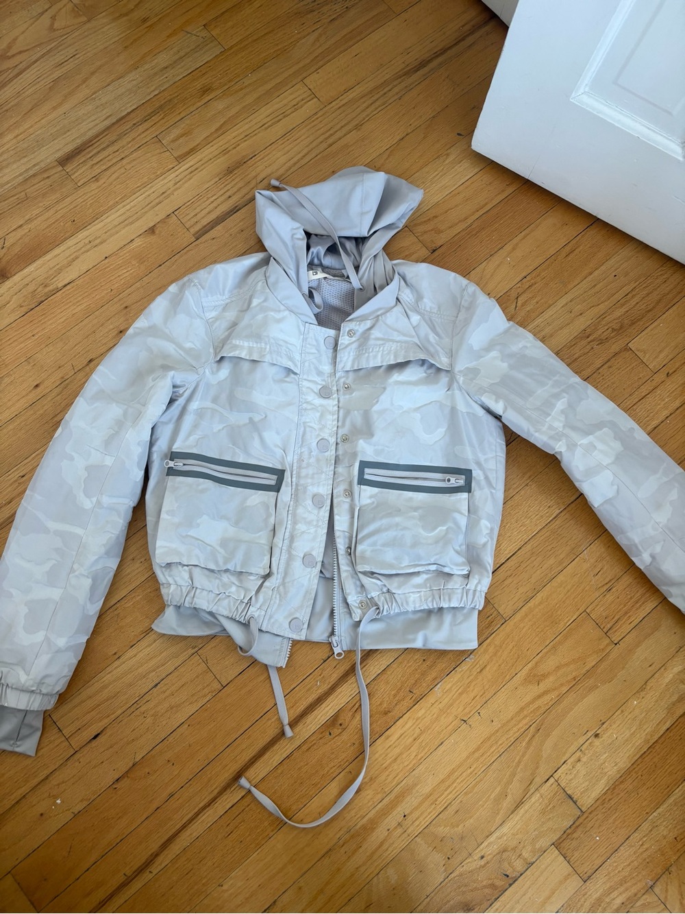 blanc noir Skyfall Camo-Print Aviator Jacket grey